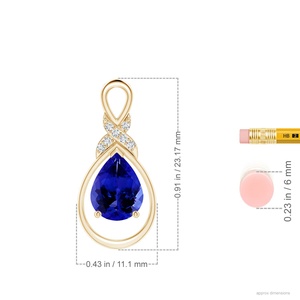 Pendentif de luxe fait main de qualité supérieure en pierres précieuses et diamants, or 14K 18K, pendentif infini en tanzanite naturelle en forme de poire avec motif en X de diamants - Product Image 3