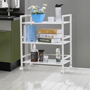 Carrello Portaoggetti in Metallo Bianco Avorio Widen, 3 Ripiani Multifunzionali Staccabili e Pieghevoli per Cucina, Bagno, Soggiorno, Conservazione di Spezie e Alimenti - Product Image 2