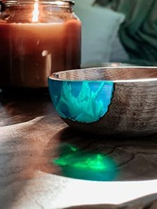 <b>Epoxy</b> resin wood art bowl handmade natural wood fruit bowl decorative centerpiece for dining <b>table</b> home decor - Product Image 6