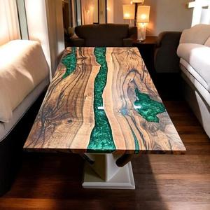 ท็อปโต๊ะเรซิ่นสีเขียวสำหรับห้องนั่งเล่น I ท็อปโต๊ะไม้เคลือบอีพ็อกซี่แบบรอยัล I โต๊ะรับประทานอาหารสำหรับตกแต่งร้านอาหารและบาร์ I แผ่นไม้สำหรับประชุมในสำนักงาน - Product Image 4