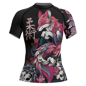 Camiseta Deportiva de Manga Larga para Mujer, Diseño de Tatuaje de Zorro Negro, Sublimación, Secado Rápido, Transpirable, Ecológica, 220g, Poliéster/Nailon - Product Image 3