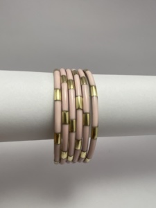 Vintage Bone and Brass And Resin Cuff <b>Bangle</b> <b>Bracelet</b> with Black White Stone Handmade Ethnic Jewelry for Women - Product Image 1