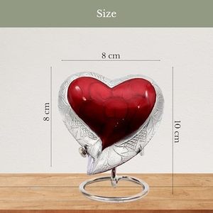 Executive Aluminum Heart <b>Memorial</b> Cremation <b>Keepsake</b> Urn Ash Tribute Holder Featuring Decorative Secure Top Closure - Product Image 3