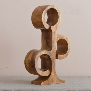 Porte-vin sculptural en bois massif fait main, pièce d'art unique et décorative pour la décoration de la maison, du bar, de la cuisine et du salon - Product Image 1