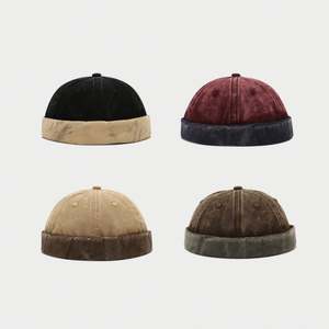 Nouvelle Casquette Docker Homme 2025 en Coton Délavé Bicolore Effet Vieilli Style Rétro, Sans Visière, Hip Hop, Sportive pour Activités de Plein Air - Product Image 2