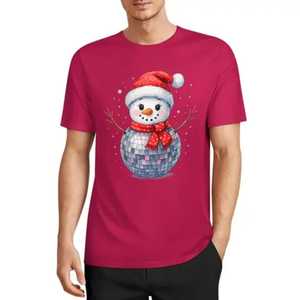 Camiseta para Hombre con Diseño Personalizado a Demanda, Estampado de Muñeco de Nieve, Manga Corta, Cuello Redondo, Ropa Casual, Directo de Pakistán - Product Image 4