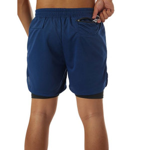 Shorts de sport et de course pour hommes, double couche, 100% polyester, séchage rapide, personnalisables avec marque privée, OEM, vente en gros, avec cordon de serrage 2-en-1 - Product Image 3