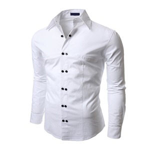 เสื้อเชิ้ตผู้ชายทรงปกติ แขนสั้น สีพื้น ผ้าถักเนื้อนุ่ม ระบายอากาศดี ดีไซน์โอเวอร์ไซส์ ผ้าฝ้าย 100% - Product Image 2