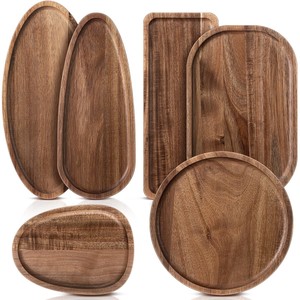 Plateaux de service ovales en teck de qualité supérieure, vente en gros |   Fabriqué à la main à Moradabad - Product Image 1