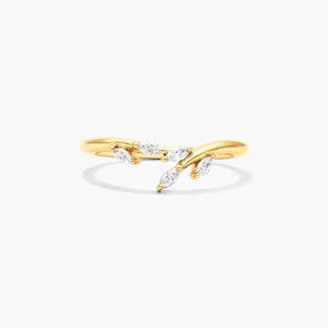 14K White Gold Marquise Leaf Lab Grown Diamond <b>Open</b> <b>Ring</b> - Product Image 4