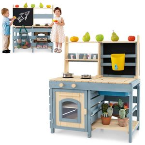 Cucina da Esterno 2-in-1 con Rubinetto e Lavagna per Bambini - Product Image 4