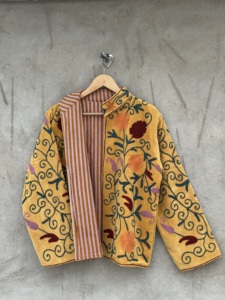 Women's <b>Velvet</b> Suzani Embroidered Artisan Handmade Handcrafted Floral Design Boho Regular Length Breathable Eco-Friendly <b>Jacket</b> - Product Image 4