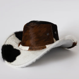 Sombrero de Vaquero Unisex de Cuero Vacuno, Ala Ancha, Casual, para Adultos, Cuatro Estaciones, Material de Piel, Circunferencia de Cabeza 56-58CM - Product Image 5