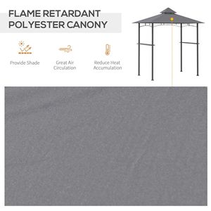 Gazebo Grigio 8FT X 5FT con Doppio Tetto e 2 Ripiani Laterali, Pergola per Barbecue da Esterno per Patio, Cortile e Giardino - Product Image 6