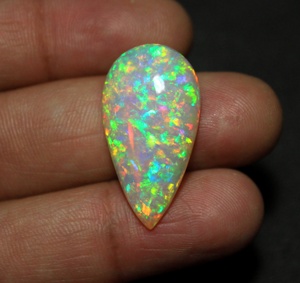 Ópalo Etíope Natural de Calidad Súper Fina, Cabujón en Forma de Pera de 28.5x15.5x7.5mm, 12.40 Quilates, Gema Multifuego, Piedra Welo, HASNAIN GEMS - Product Image 1