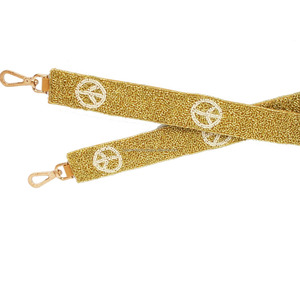 Correa para Bolso Bandolera Hecha a Mano, Profesional, Vintage, Impermeable, con Cuentas y Símbolo de Paz, Ganchos, Tamaño Personalizado, Amarilla, Ecológica y Portátil - Product Image 1