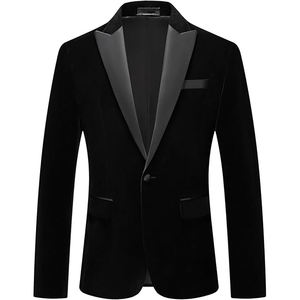 Abrigo Negro de Alta Calidad con Tela a Rayas, Cierre de un Solo Botón, Mangas Largas, Estilo Casual de Negocios, Traje para Boda, Blazer para Hombre - Product Image 1