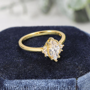 Bague de fiançailles unisexe AMBER JEWELS T-1744 plaquée or 14 carats avec diamant de laboratoire, sertissage à griffes, certifiée IGI, style Hip Hop géométrique - Product Image 3