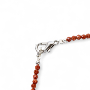 Pulsera de piedras naturales de sunstone rojo con microfacetos, pulsera de gemas de sunstone redondas para mujer, 2MM, joyería de cristal curativo al por mayor. - Product Image 3