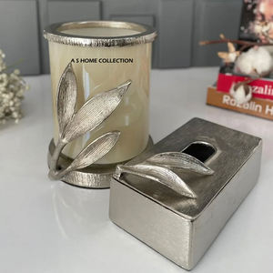 Caja de pañuelos metálica con acabado dorado de calidad creativa y diseño único de hojas, caja de pañuelos decorativa para mesa - Product Image 3