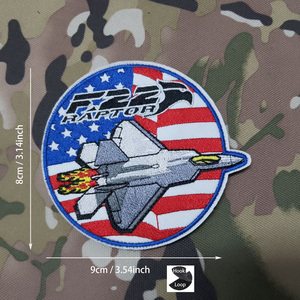 แผ่นปะติดผ้าสักหลาดแบบไม่ทอ ปักลาย 3 มิติ รูปเครื่องบินรบ F-22 Raptor พร้อมลายธงชาติอเมริกา รูปทรงสี่เหลี่ยมผืนผ้า สำหรับเย็บติด - Product Image 2
