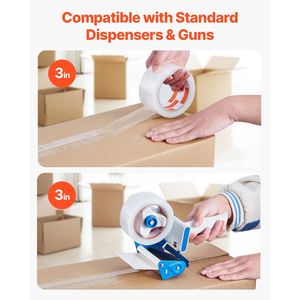 Nastro Adesivo per Imballaggio Resistente in BOPP Trasparente da 3 Pollici, 1.88" x 65 Iarde, 2.7 Mil, 18 Rotoli - Product Image 5