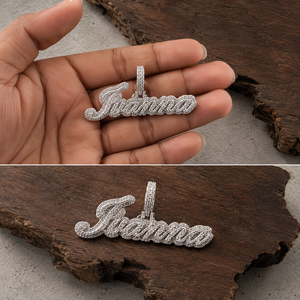 Colgante de Letra Personalizado con Incrustaciones de Moissanita, Plata de Ley, Estilo Hip Hop, Venta al por Mayor - Product Image 6