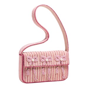 Bolso de hombro hecho a mano con cuentas y rayas para mujer, con patrón degradado azul, bolso de moda con asa. - Product Image 6