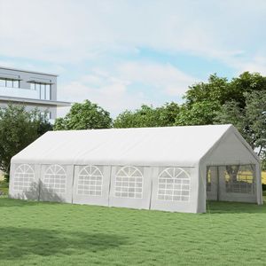 Tenda Carport Bianca Resistente 32x16ft con Pareti in PVC Rimovibili e Telaio in Acciaio - Impermeabile e Tessuto in Poliestere - Product Image 2