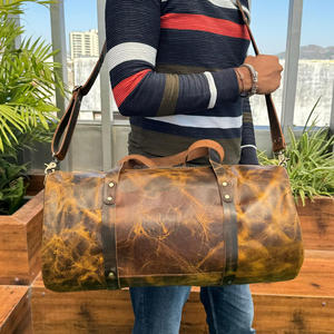 กระเป๋าทรงดัฟเฟิลกระเป๋าเดินทางแบบเต็มตัวทำจากหนังแท้สไตล์วินเทจสำหรับไปยิมกระเป๋าหนังแท้สำหรับเดินทางข้ามคืน - Product Image 2