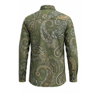 Chemise de travail pour homme à manches longues, motif cachemire vert, respirante, en polyester, impression par sublimation, vêtements de travail tendance - Product Image 3