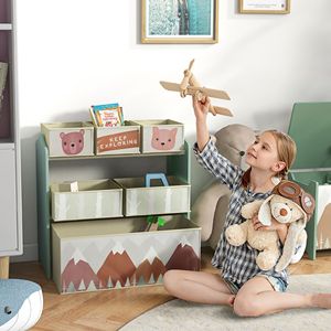 Organizzatore per Giocattoli Verde 63,5 cm x 30,5 cm x 66 cm per Bambini e Adolescenti con 6 Contenitori - Product Image 2