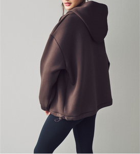Sudadera con capucha extragrande para mujer con cremallera, forro polar personalizado, hombros caídos, ajuste relajado, estilo casual urbano - Product Image 4
