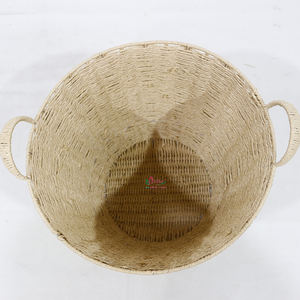 Cesta de mimbre de cuerda de papel redonda ecológica hecha a mano, organizador de almacenamiento natural duradero para el hogar y la Oficina - Product Image 3