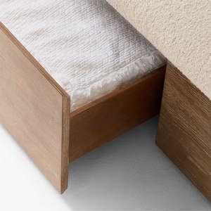 Nordic Modern Solid Wood Platform <b>Bed</b> with Side Storage Drawers Soft Boucle Upholstered Headboard <b>Queen</b> King <b>Size</b> - Product Image 2