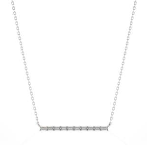 สร้อยคอเพชรทรงบาแก็ตต์ 0.40 กะรัต เพชรเลี้ยงในห้องปฏิบัติการ ทองคำขาว 14K สร้อยคอเพชรแท่งแบบมินิมอล เครื่องประดับสวยงาม เหมาะสำหรับเป็นของขวัญ - Product Image 6