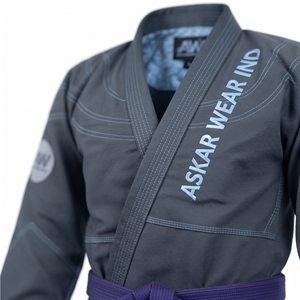 ASKAR WEAR IND Kimono de Jiu-Jitsu Unisex, Color Gris Oscuro, Algodón, Ropa de Artes Marciales, Uniforme de Entrenamiento Resistente, Cintura Media - Product Image 4