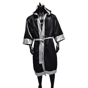 Robe en soie noire pour homme avec bordure argentée, coupe classique, respirante, vêtements d'arts martiaux, taille adulte - Product Image 1