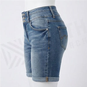 Breathable High Quality Denim Shorts Womens Cotton Button Closure Stylish Female <b>Booty</b> Casual Streetwear Fashion Apparel - Product Image 3