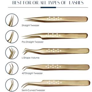 ชุดแหนบต่อขนตาเคลือบทอง ปลายเรียบละเอียด สำหรับการต่อขนตา - Product Image 2