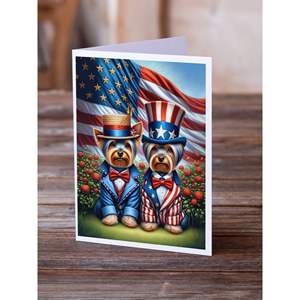 All American Yorkshire Terrier Whimsical A7 Tarjetas de felicitación Paquete de 8 tarjetas de nota en blanco con sobres Tamaño 5x7 - Product Image 2