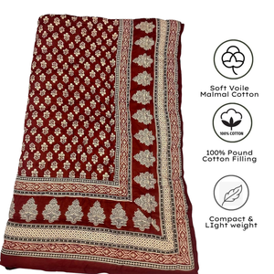 Couette réversible 100 % coton imprimée au bloc de Jaipur, motif floral pigmenté, 300 fils/cm², toutes saisons, pour la maison, l'hôtel, les cadeaux, lit simple - Product Image 3