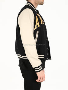 ที่กำหนดเองเย็บปักถักร้อยแพทช์ขายส่งสีดำสั้นร่างกายด้วยหนังแขนเสื้อตัวแทนแจ็คเก็ต - Product Image 3