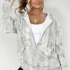 Ventes en gros de sweats à capuche surdimensionnés pour femmes avec fermeture éclair, 100% coton, logo personnalisé sur le devant, vêtements de rue - Product Image 5