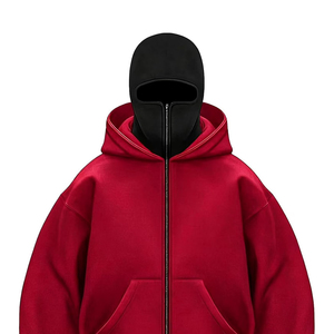 Sweat-shirt à capuche en polaire Sherpa épais pour homme, personnalisé, avec fermeture éclair quart de tour et masque ninja pour l'hiver - Product Image 3