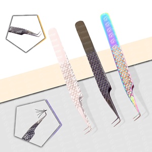 แหนบต่อขนตาด้ามเพชรทรงโค้งอุปกรณ์เสริมสำหรับขนตาทำจากสเตนเลสสตีลฉลากส่วนตัวของผู้ผลิต - Product Image 4