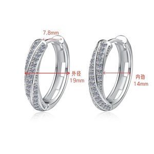 Pendientes de Aro de Plata con Moissanita, Elegantes Pendientes de Aro con Pavé, Joyería Fina de Lujo, Regalo para Mujer, Boda, Fiesta - Product Image 2