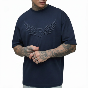 Camiseta de Manga Corta para Hombre, Talla Grande, Color Azul Marino Sólido, Cuello Redondo, Estilo Casual, Algodón Jersey - Product Image 2