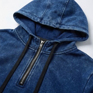 New Stylish Mens Hooded Tracksuit High Quality Acid Wash Zipper <b>Distressed</b> Jogging Wear Custom Logo Premium Sportswears - Product Image 4