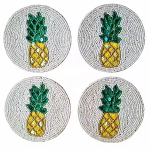 Handmade Bohemian Design <b>Beaded</b> Glass <b>Coasters</b> Durable for Special Occasions Artistic Style <b>Coasters</b> Handmade in India - Product Image 4